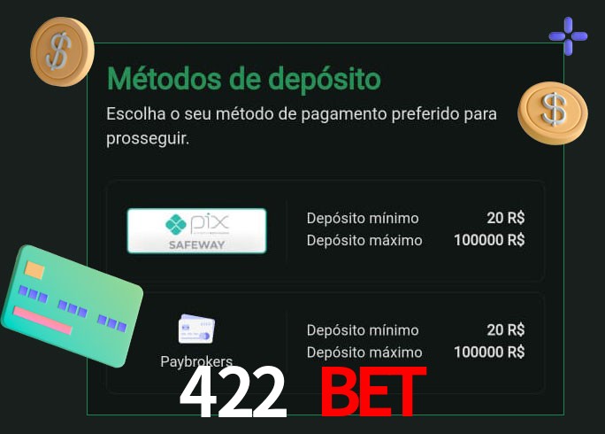 O cassino 422 bet oferece uma grande variedade de métodos de pagamento